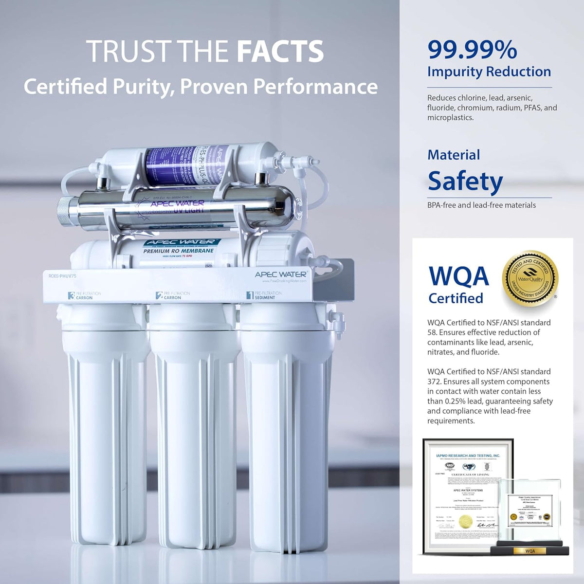APEC Water System ROES-PHUV75 Essence Series Top Tier Alkaline Mineral pH+ and UV Ultra-Violet