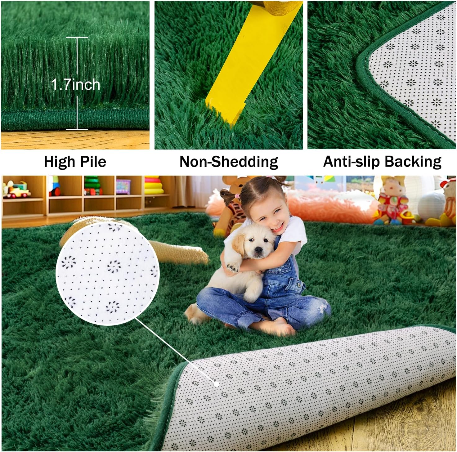 Rezutan 5x7 Feet Shaggy Area Rug - Super Soft Plush Fuzzy Modern Living Room Bedroom Rug for Kids