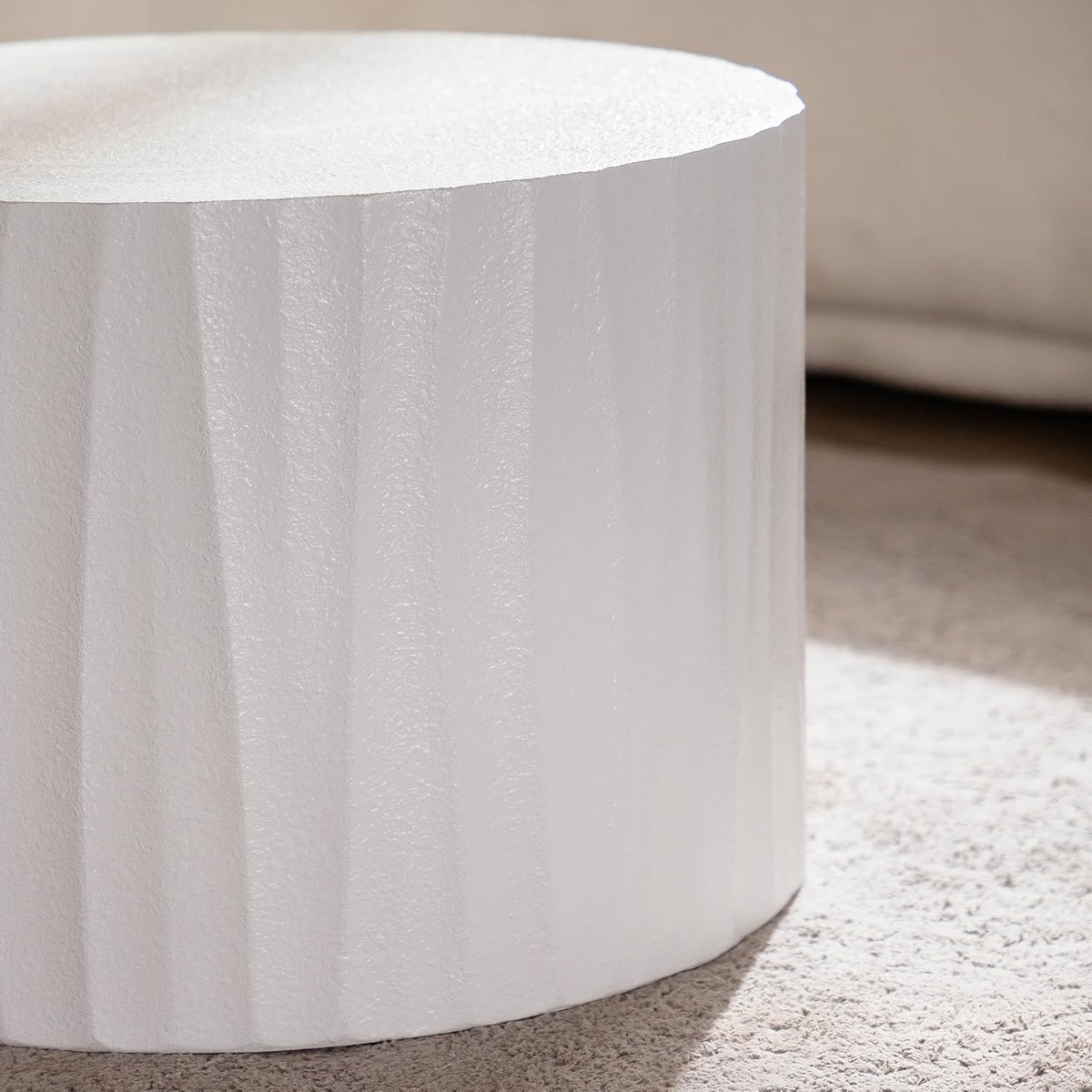 Nesting Round Coffee Table Set of 2, 26.77" (W) Circle Accent End Table with Water Ripple Pattern