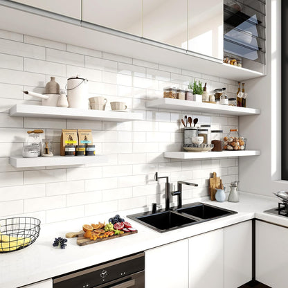 24 Inch Floating Shelves, 12 Inch Deep Floating Shelves for Wall, Floating Shelf with Invisible