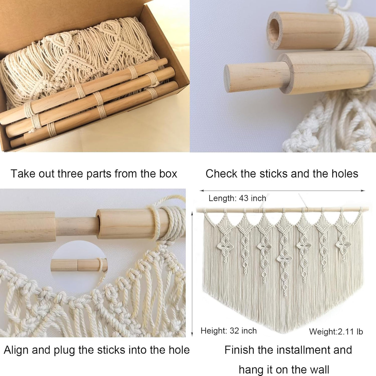 Achart Macrame Wall Hanging Large- Boho Wall Decor- large wall art- Wall Decor Living Room- Macrame