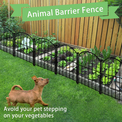 Decorative Garden Fence 17in x26ft, 26 Pack Rustproof Metal No Dig Fence Animal Barrier for Dog