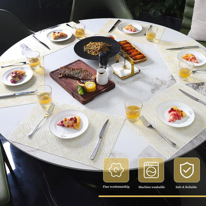 Vinyl Plastic Placemats Set of 6 Washable Heat Resistant Non-Slip Elegant Indoor Outdoor Kitchen