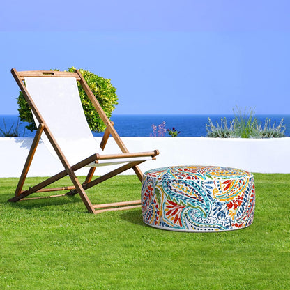 LVTXIII Indoor/Outdoor Inflatable Ottoman, All Weather Round Footrest Stool D21”x H9”, Portable for