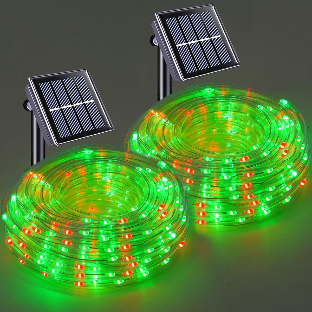 YEGUO Solar Rope Lights Outdoor Waterproof LED, 2 Pack Each 33ft 100 LED String Lights Outdoor, Red