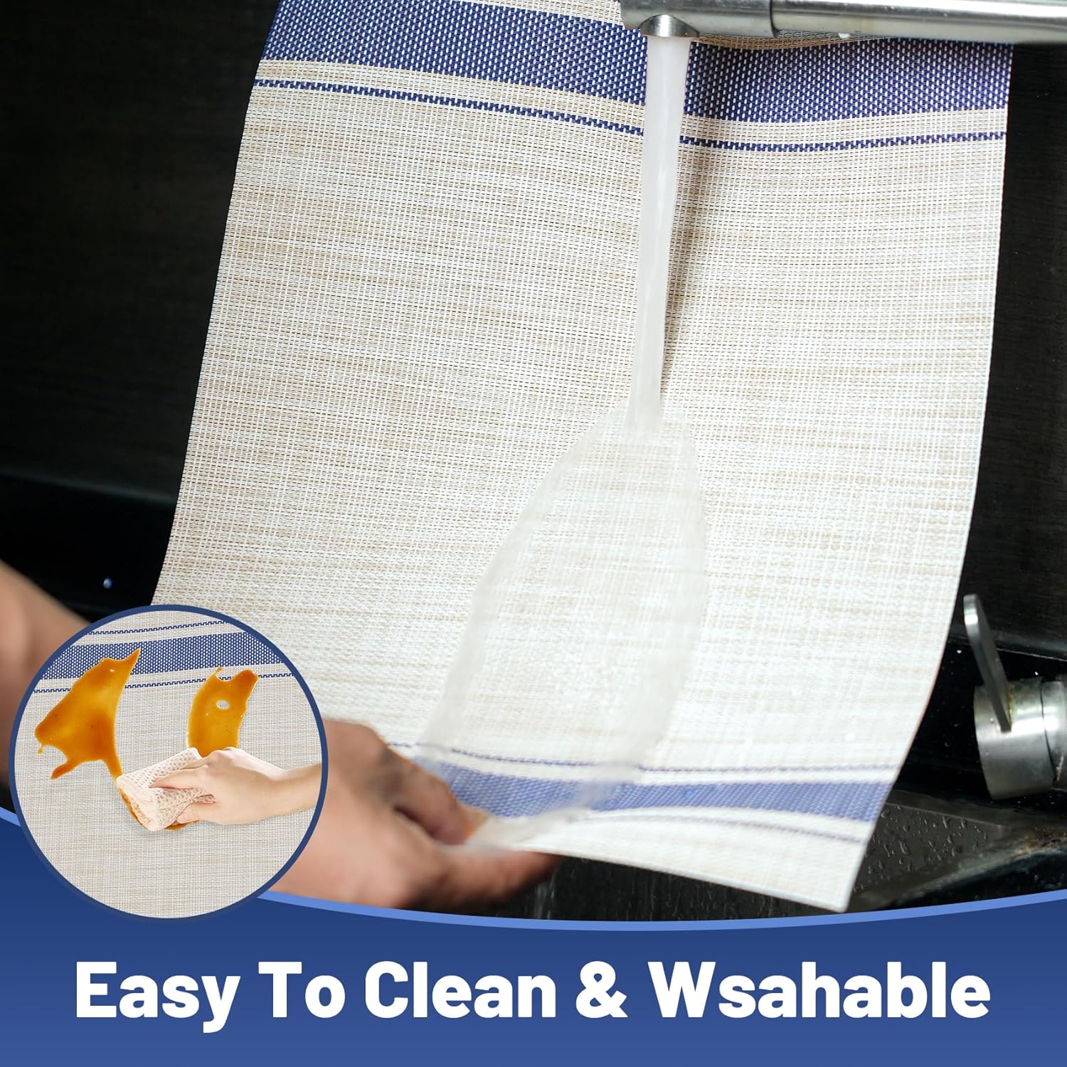 Placemats Set of 8，Non-Slip PVC Weave Table Mats Easy to Clean，Heat Resistant Place Mats for