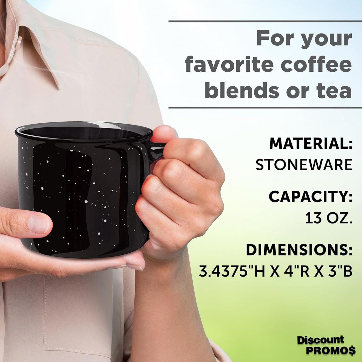 DISCOUNT PROMOS Ceramic Campfire Coffee Mugs 13 oz. Set of 10, Bulk Pack - Perfect for Tea