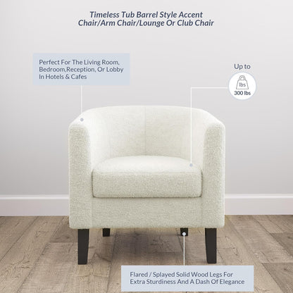 BELLEZE Accent Barrel Chair, Linen Round Chair Club Tub Sofa Corner Chair with Flared Legs and Cozy