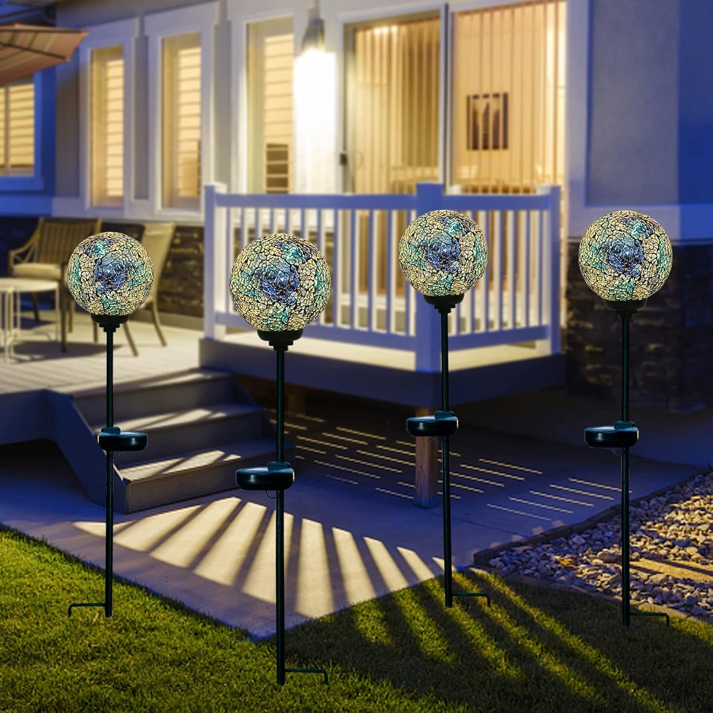 VCUTEKA Mosaic Solar Light, Solar Garden Decorative Lights Outdoor Waterproof LED Pathway Stake
