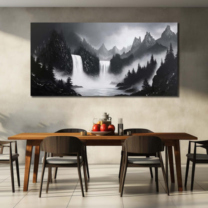 Mountain Hand Painting Wall Decor For Living Room - Extra Large Waterfall Pictures Wall Art For
