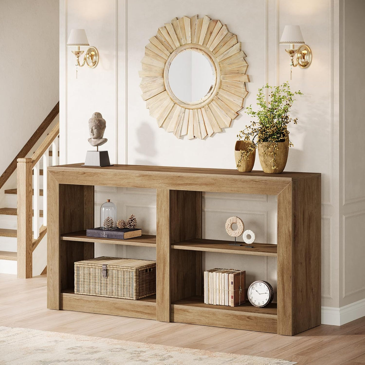 Tribesigns Farmhouse Console Table, Hallway Table for Entryway, Wood Console Behind Couch for