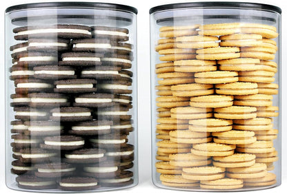 Urban Green Glass Jars with Black Lids, Glass Food Storage Canister with black lids, Pantry Flour