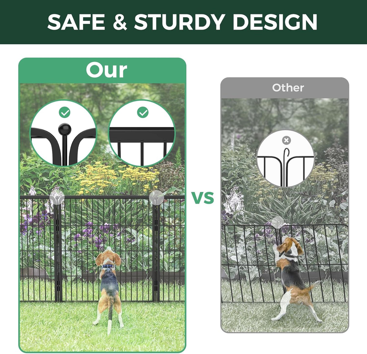 FXW Garden Fence 32in(H) x 9.0ft(L), 4 Panels Decorative Dog Fence Outdoor for The Yard – Heavy