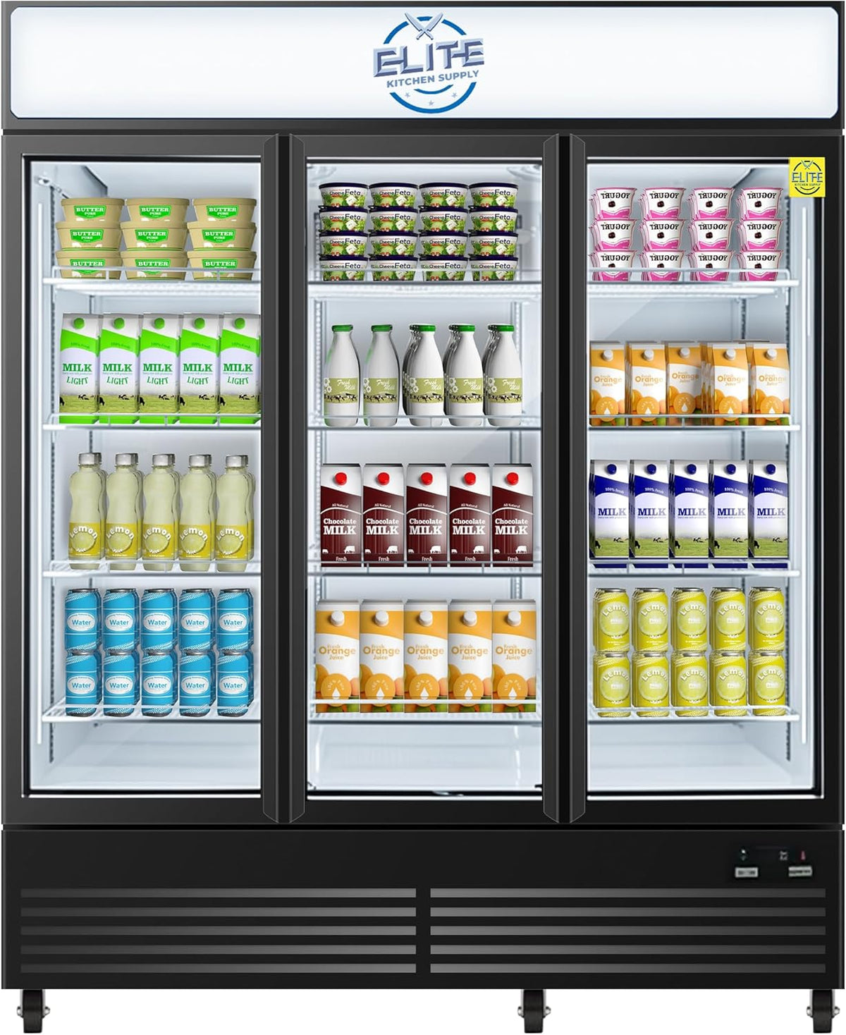 Commercial 3-Door Display Refrigerator, 49.8 cu.ft, LED Lighting, Dynamic Cooling, ETL Listed