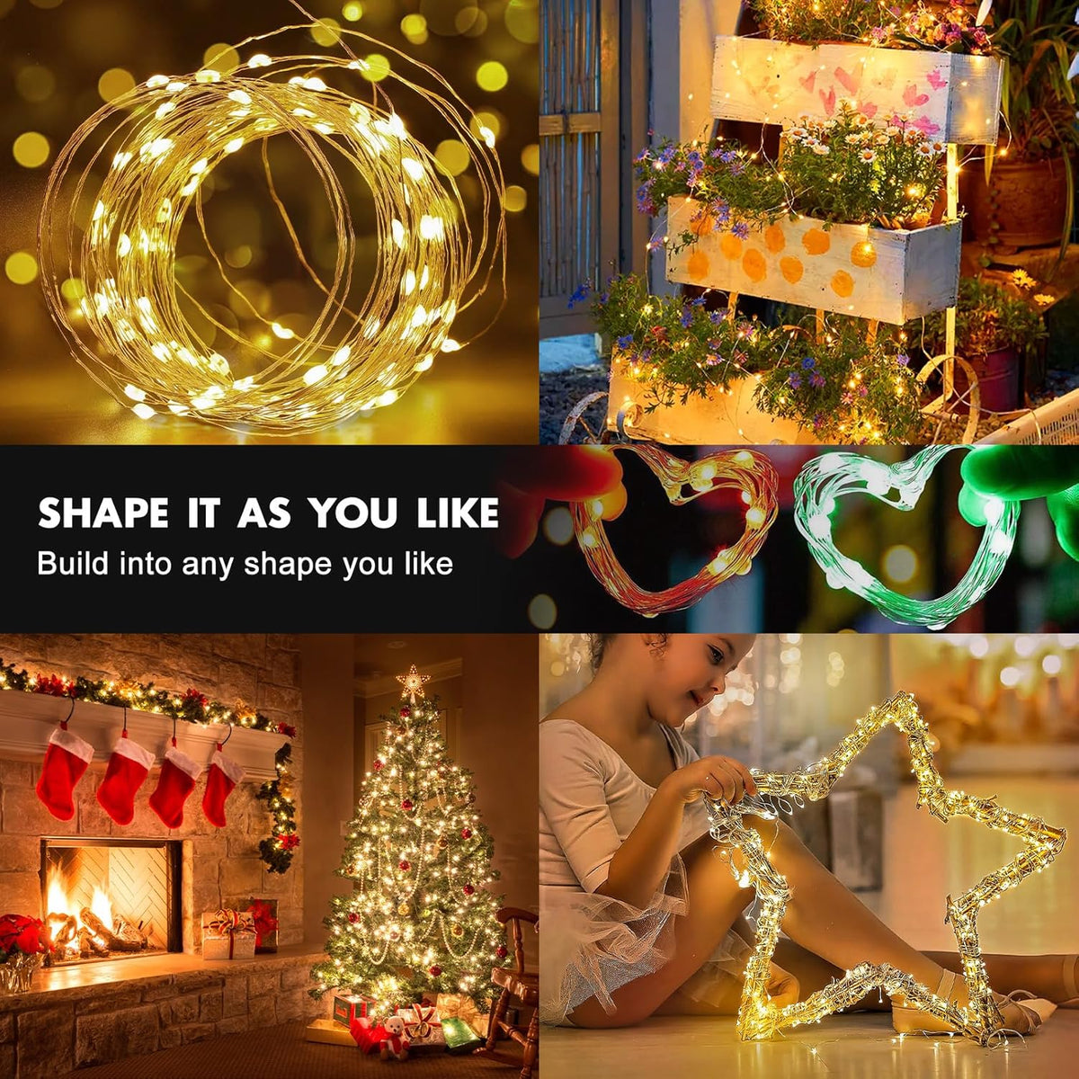 2Pack Battery Fairy Lights, Total 78Ft 240LED, Battery Operated Fairy Lights with Remote and Timer