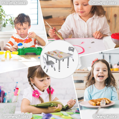 Toddler Table and Chair Set, Height Adjustable-Upgrade Kids Table and 2 Chairs for Ages 3-8