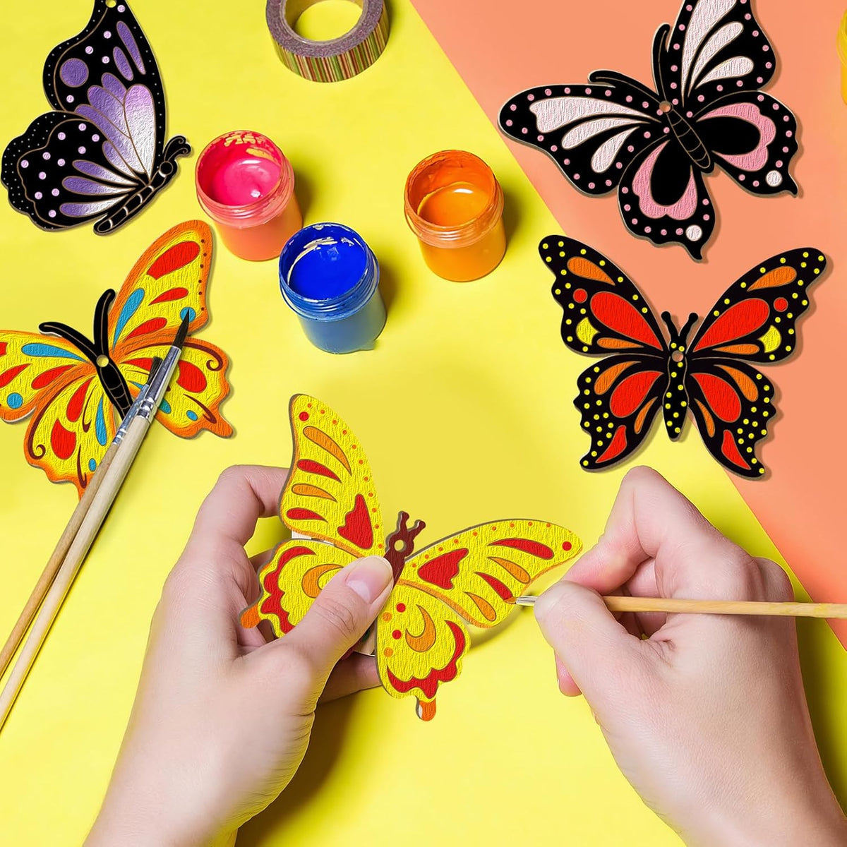 80PCS Wooden Spring Ornaments to Paint Butterfly Cutouts, 8 Styles DIY Blank Unfinished Wood
