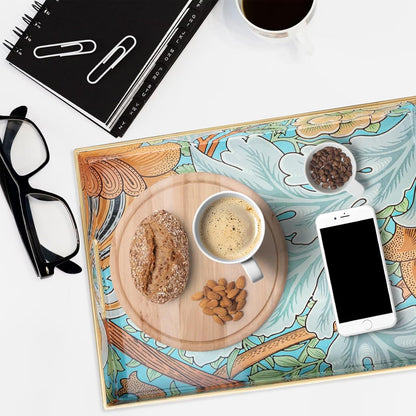 Spsyrine Serving Tray with Handles, Plastic Decorative Tray for Coffee Table, Living Room, Home