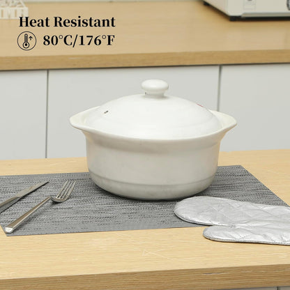 Leetaltree Grey Placemats, Heat Resistant Non-Slip Place mats for Dining Table, Washable Durable