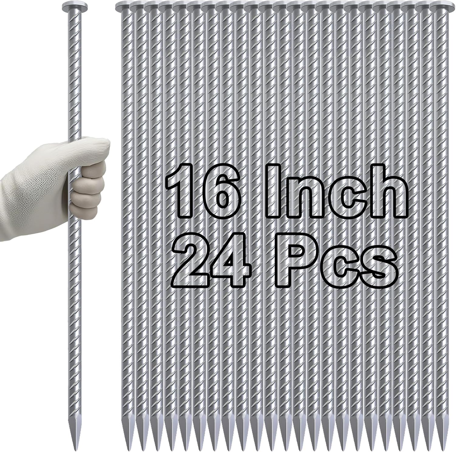 VVOKGO 16 Inch Rebar Stakes Metal Asphalt Anchoring Spikes Ground (24pcs), 1/2 Inch Diameter