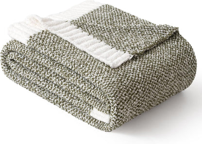MIULEE Super Soft Throw Blanket for Couch, Olive Green Cozy Fluffy Warm Blankets Lightweight Knit