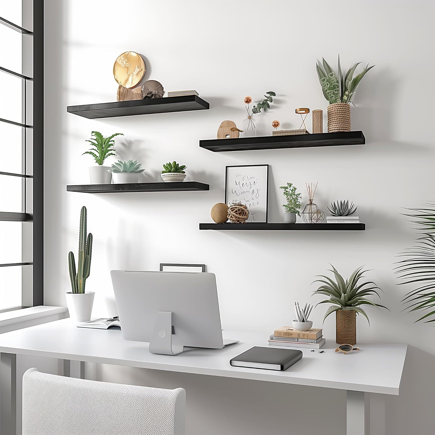 Wood Floating Shelves for Wall Decor, Rustic Wall Shelves for Bedroom Bathroom Kitchen Living Room
