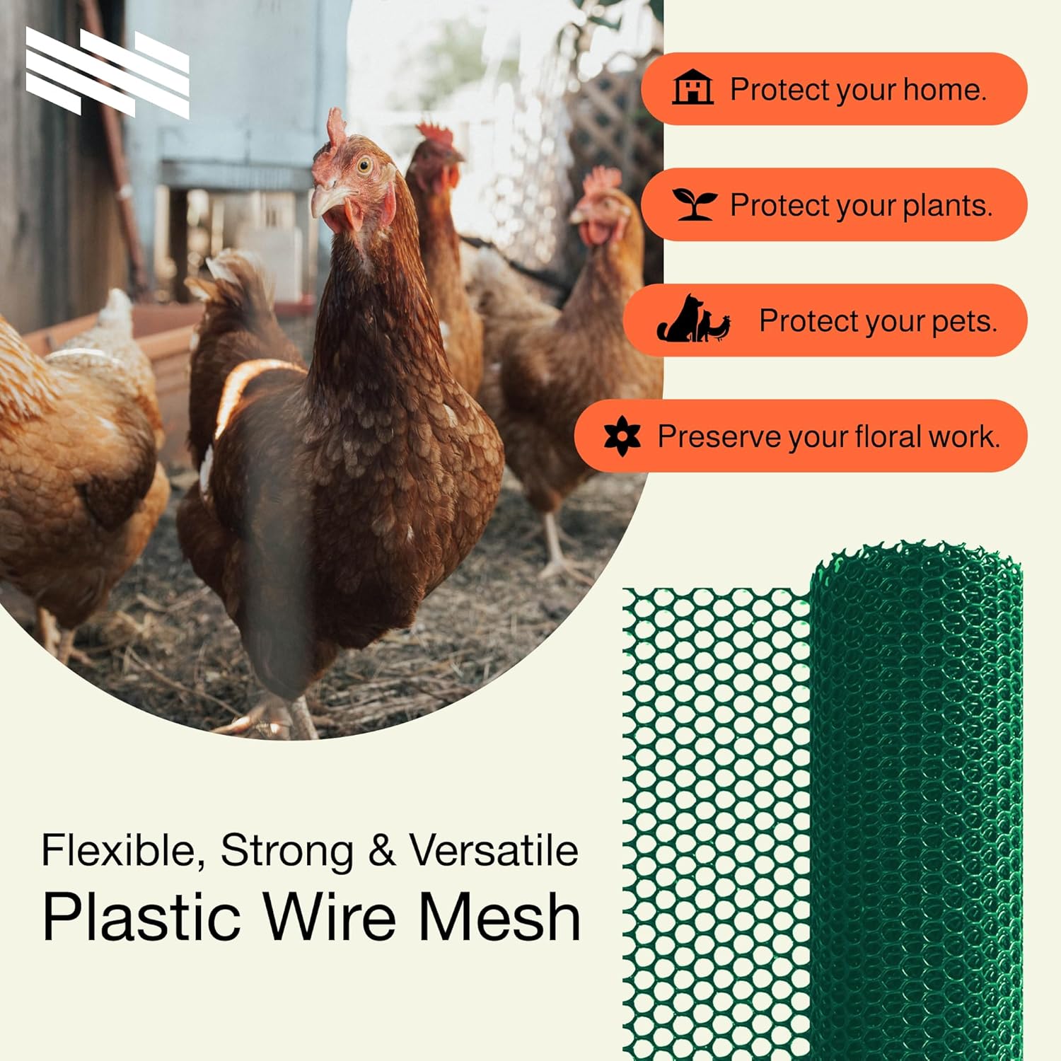MaPorch Plastic Wire Mesh Fence - Green, 15.71" x 10 ft, 2 Pack - Plastic Chicken Wire Fencing for