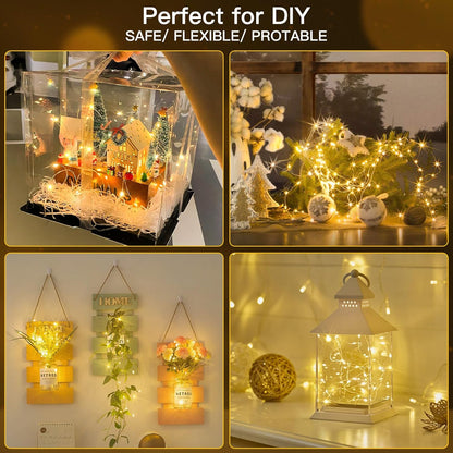 suddus 66ft 200 LED Outdoor String Lights, Warm White Christmas Fairy Light Battery Operated with
