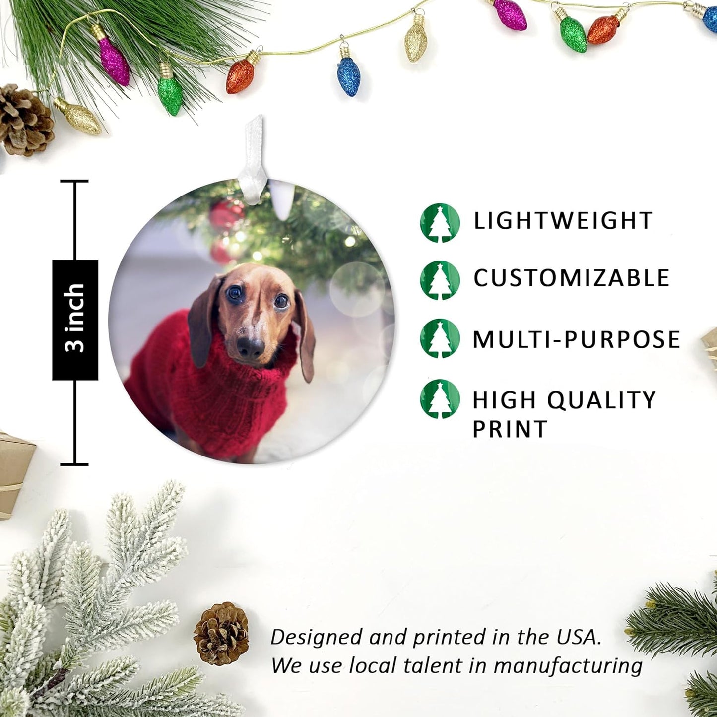 Custom Photo Christmas Ornament 2025 – Personalized Picture & Text Christmas Keepsake, Unique Gift