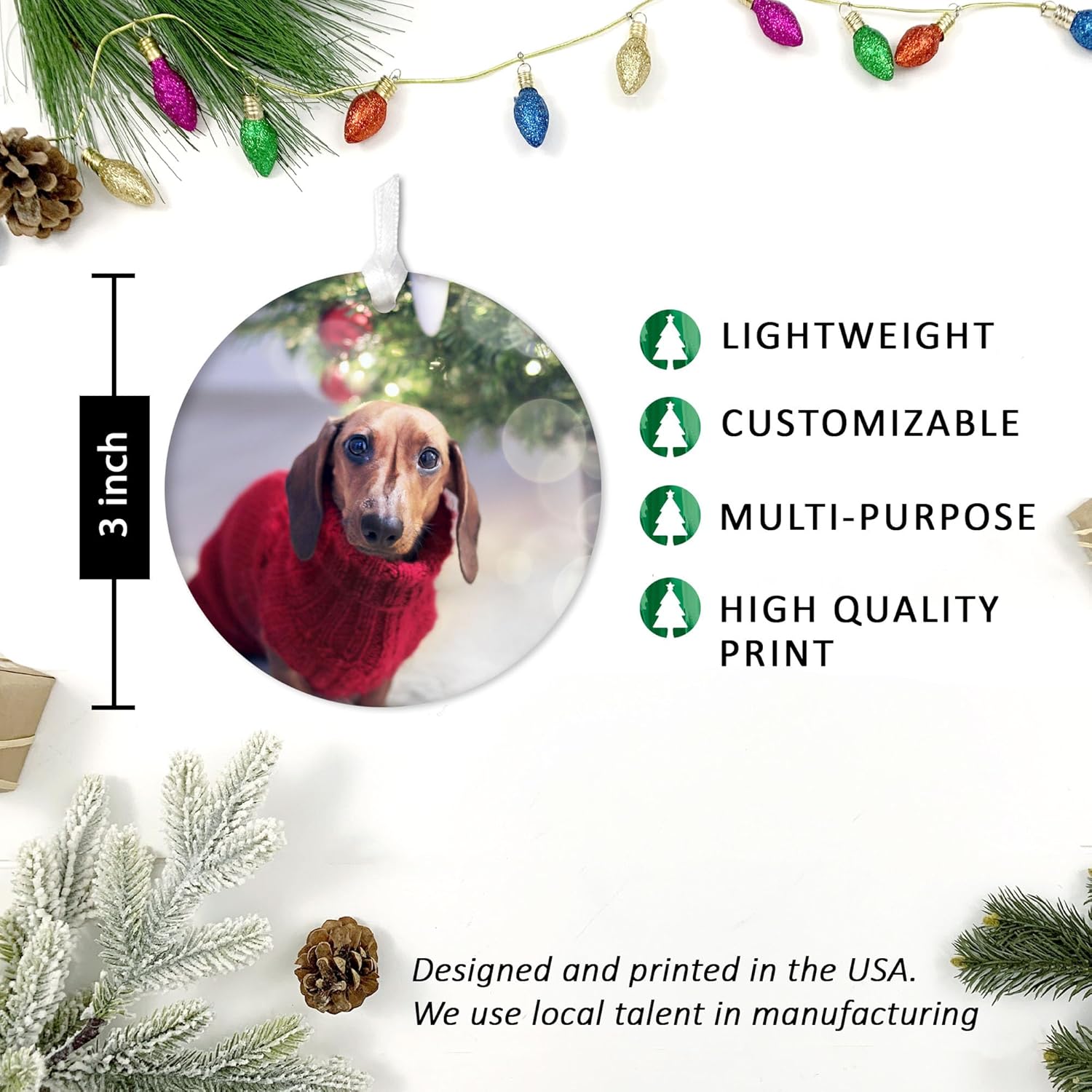 Custom Photo Christmas Ornament 2025 – Personalized Picture & Text Christmas Keepsake, Unique Gift