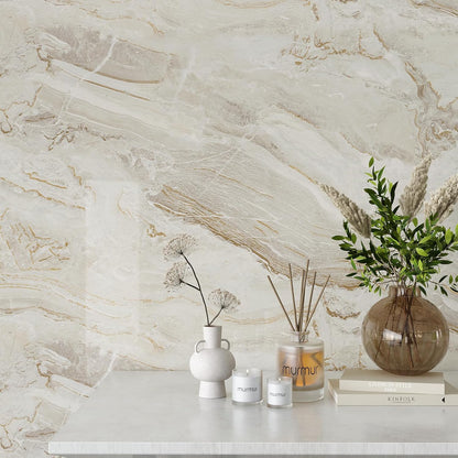 VEELIKE Wide 32''x354'' Beige Gold Marble Contact Paper for Countertops Peel and Stick Waterproof