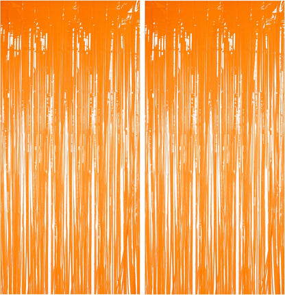 Foil Fringe Curtains Halloweens Decorations - Orange Tinsel Photo Backdrop Party Streamers for St