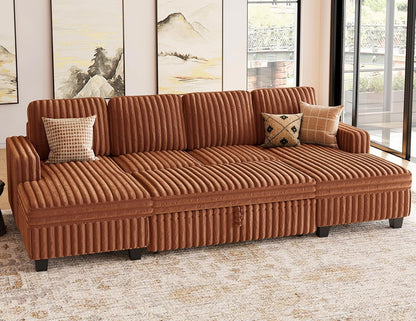 Belffin Modular Sectional Sleeper Sofa with Pull Out Couch Bed Corduroy Double Chaise with Storage