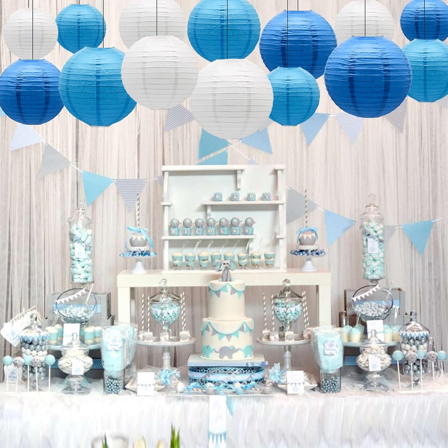 Paper Lanterns Party Decorations Blue - Hanging Paper Lanterns Indoor Outdoor - Wedding Graduation