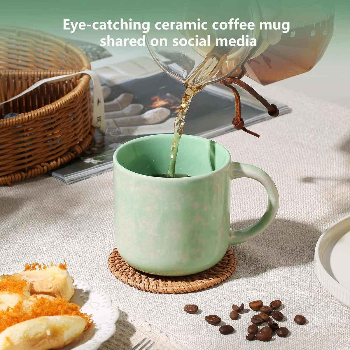 12 OZ Coffee Mugs Set of 4, Modern Ceramic Coffee Mugs Set with handle for
