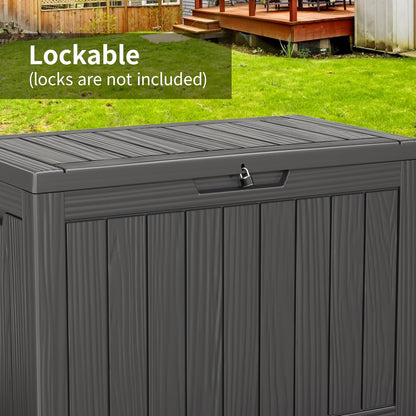 Vixzen 46 Gallon Resin Deck Box, Lockable Outdoor Storage Box for Patio Cushions Storage