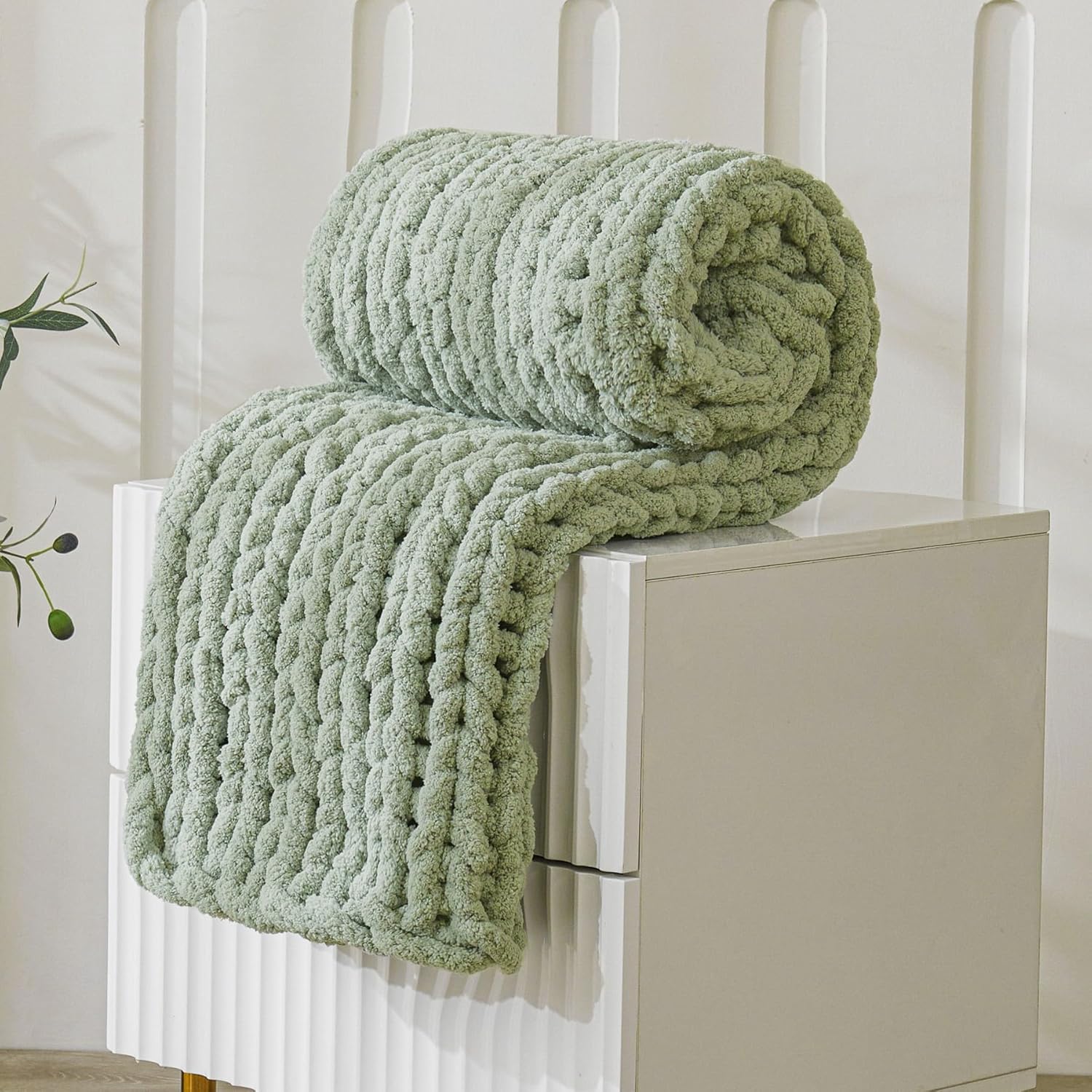 WESHIONGOO Chunky Knit Blanket Throw 40"×40" Knit Throw Blanket for Couch Bed Throw Blanket with