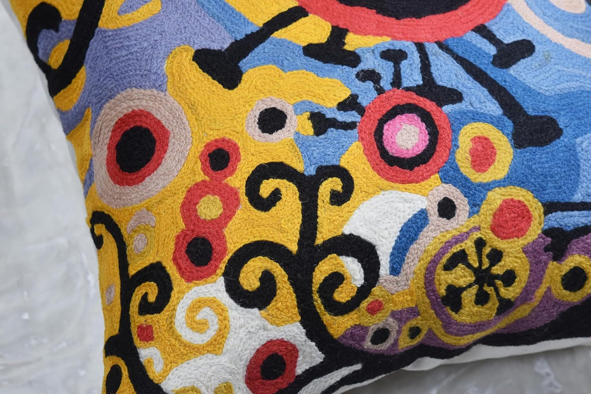 Kashmir Designs Yellow Tree of Life Decorative Pillow Cover Modern Couch Pillowcase Floral Chair