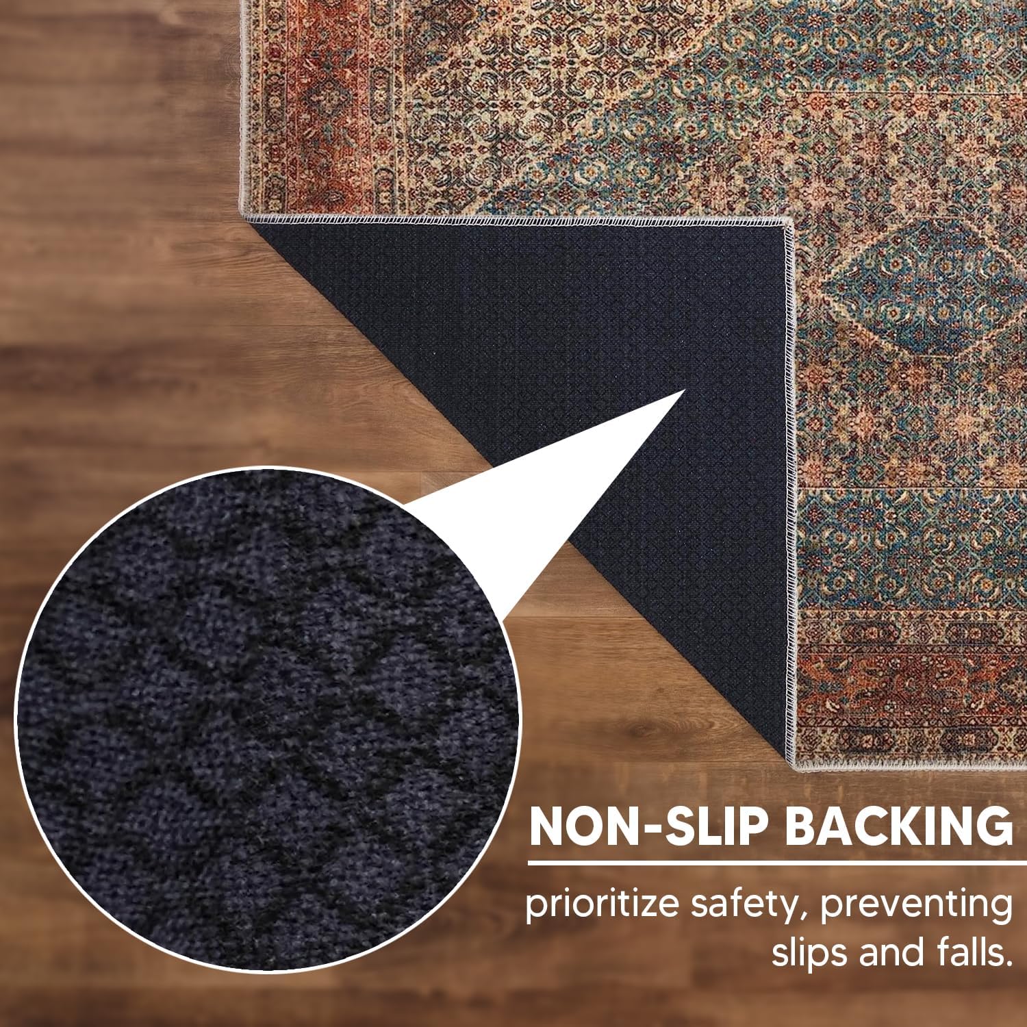 Keen Home Design 8x10 Rug - Machine Washable Area Rug with Non-Slip Backing, Ideal for Living Room