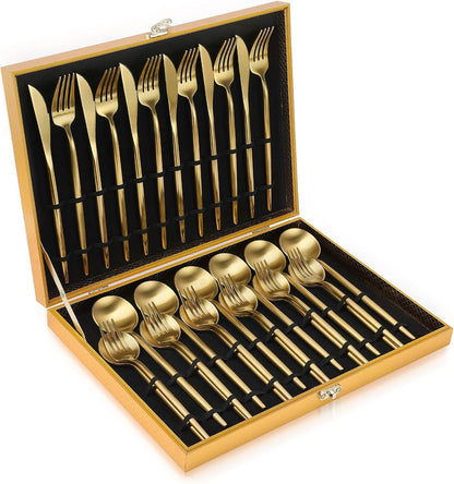 Matte Gold Silverware Set, OGORI 30-Piece Food Grade Stainless Steel Gold Flatware Set, Kitchen