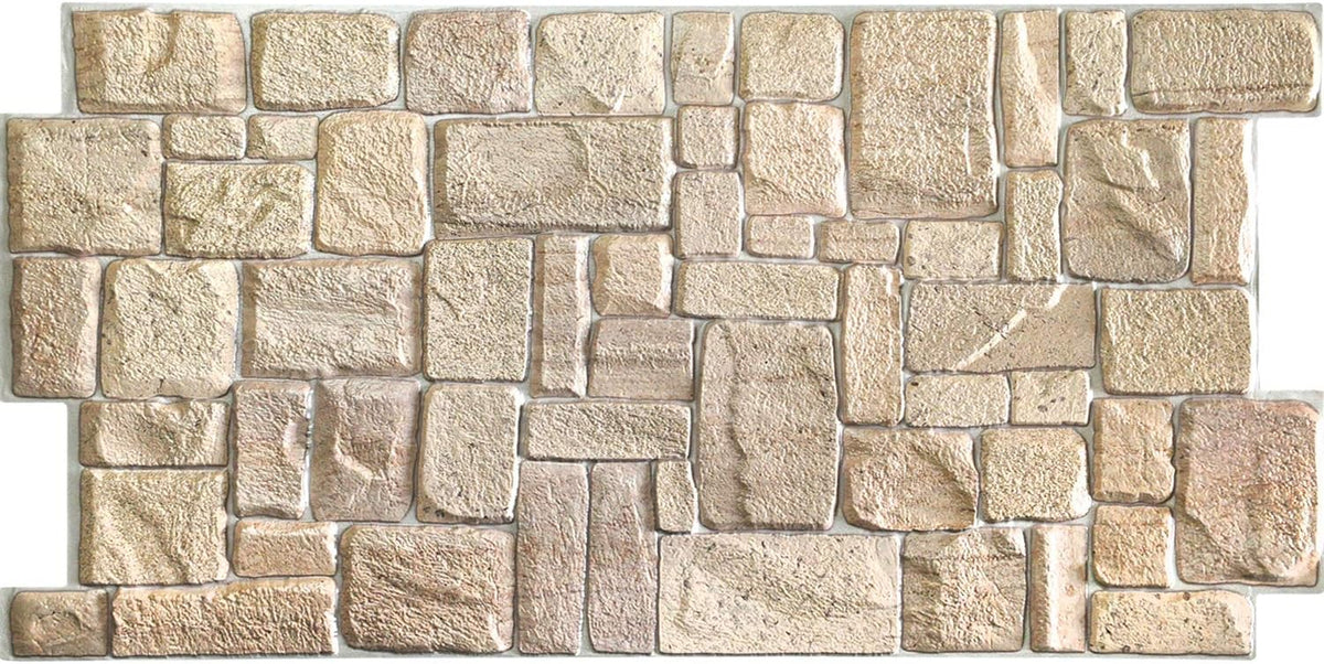 Dundee Deco PG7005-5 Beige Faux Limestone PVC 3D Wall Panel, 3.3 ft X 1.7 ft (98 cm X 50cm)