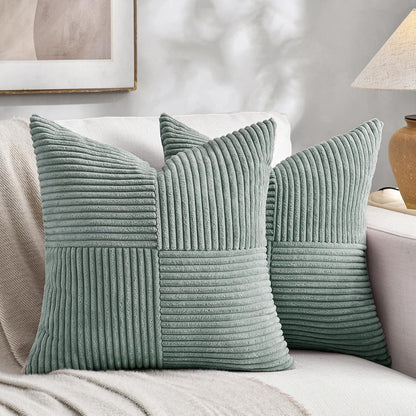Fancy Homi 2 Packs Grey Blue Euro Decorative Throw Pillow Covers 28x28 Inch for Couch Bed Sofa