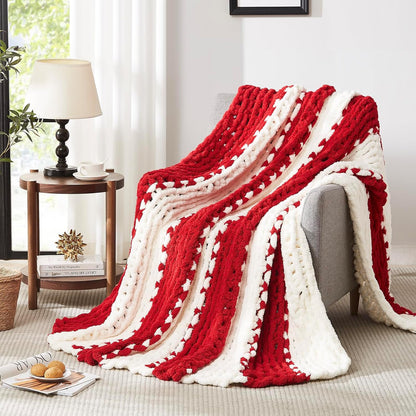 L'AGRATY Chunky Knit Blanket Throw: 72''x84'' Chenille Chunky Knitted Throw Blanket for Bed Couch