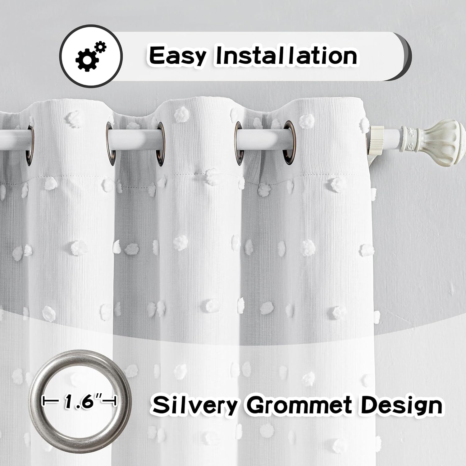 MYSKY HOME 100% Blackout Curtains for Bedroom White Blackout Curtains 63 Inches Long Thermal