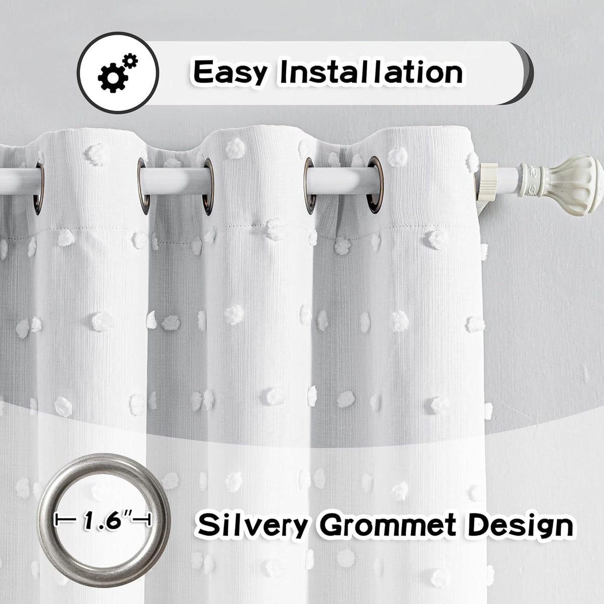 MYSKY HOME 100% White Blackout Curtains for Living Room Bedroom 84 Inches Long Total Light Blocking