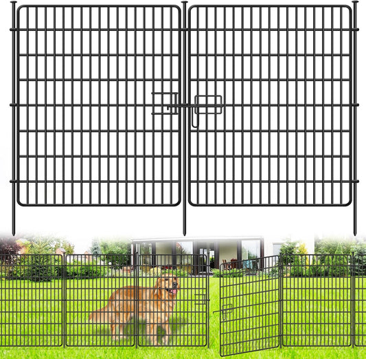 15 Panels No Dig Fence with Gate, 32 in(H) X 36 ft(L) Garden Decorative Fence Animal Barrier for