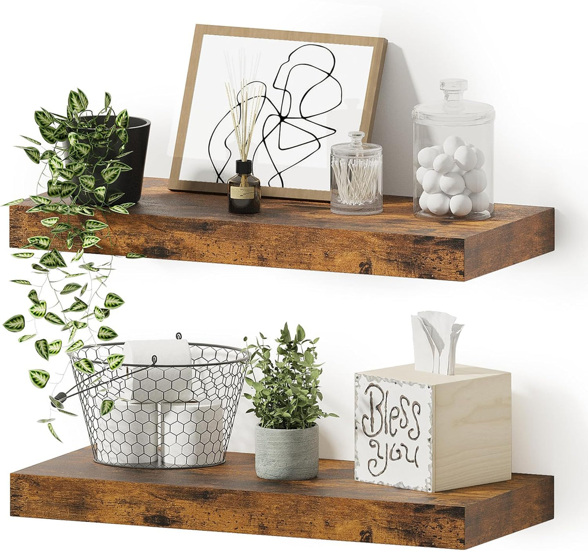Floating Shelves for Wall, 16 inchs x 6.7” deep x 1.4” Bathroom Shelf Bedroom, Living Room