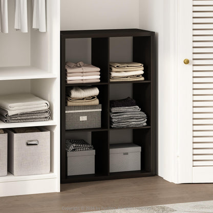 Furinno Cubic Extra Thick 6-Cube Closet Organizers and Storage, Dark Oak