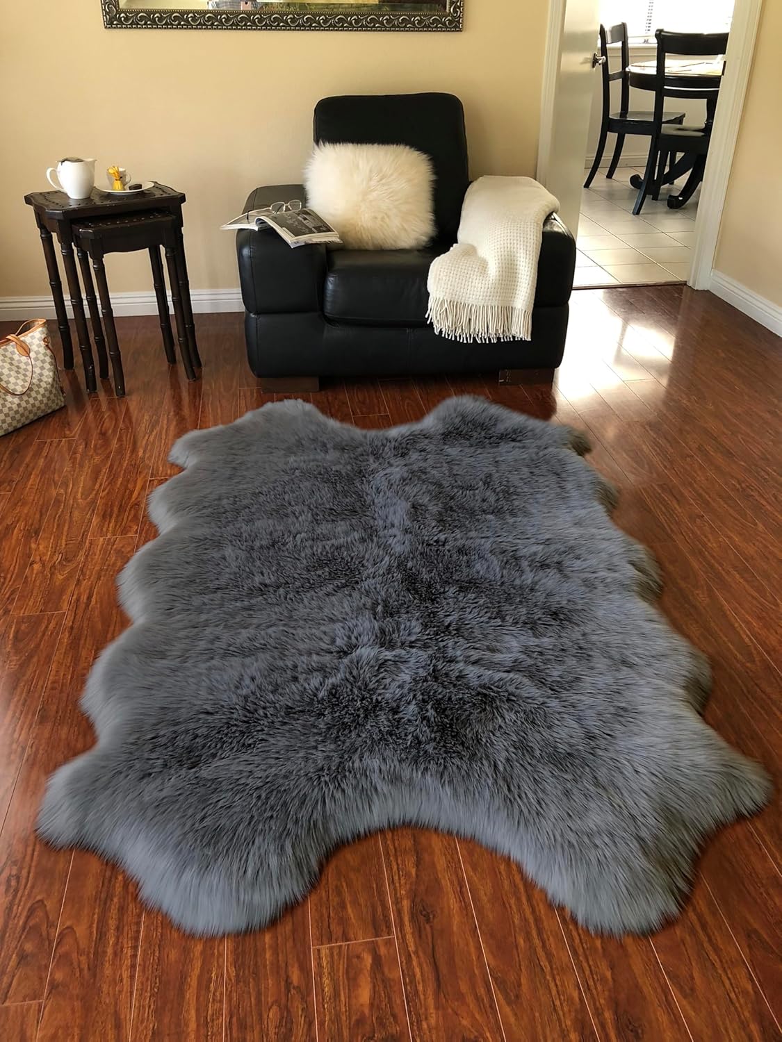 LAMBZY Faux Sheepskin Super Soft Hypoallergenic Silky Shag Rug for Living Room, Kids Room, Sofa