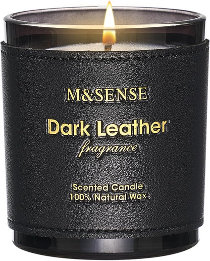 M&SENSE Tobacco Leather Berries Scented Candles, Heavy Scented Candles,Vegan Soy Wax,10oz 42-Hour